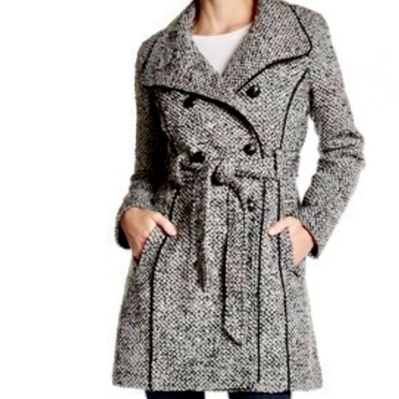 GUESS Houndstooth Black & White Button Up Coat – Medium - Picture 14 of 15